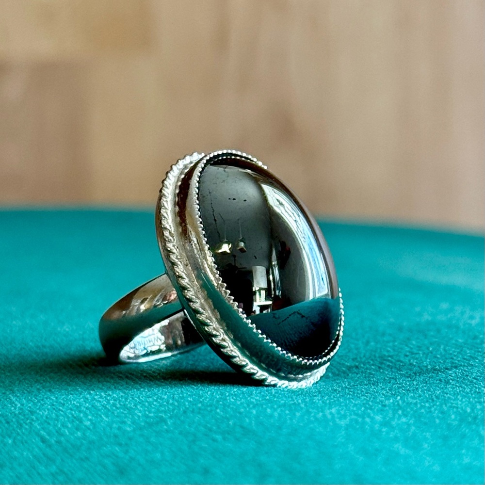 Silver & hematite statement ring - vintage Whiting & Davis
